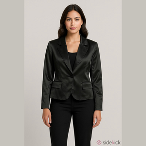 Studio JPR Black Satin Blazer Single Button Jacket XL